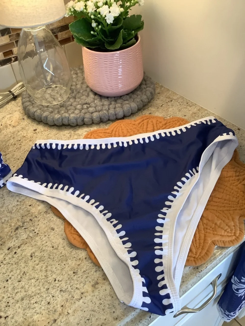 Blue & White Bikini Swim Set and Matching Sarong Cover-Up Two Piece